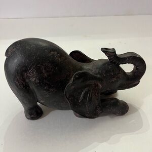 Vintage Rustic Ironwood Hand carved Black Elephant Sculpture